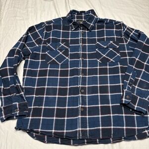 Jachs Heritage Men XXL Flannel Shirt Long Sleeve Button Up Blue White Plaid